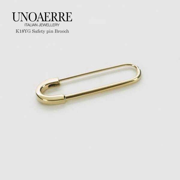 UNOAERRE/ウノアエレ K18 イエローゴールド 安全ピン ブローチ イタリア製