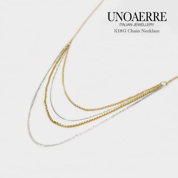 UNOAERRE/ウノアエレ K18イエロー＆ホワイトゴールド ネックレス 80・90cm イタリア製 / 010303
