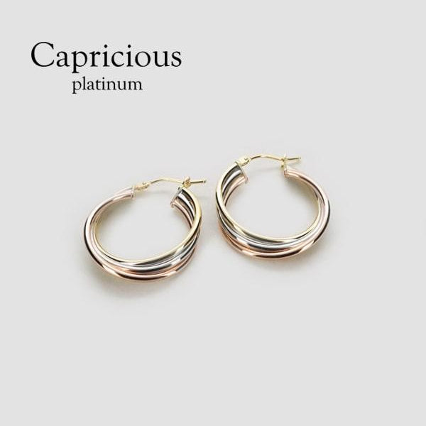 Capricious/カプリシャス K18 イエロー・ホワイト・ピンクゴールド フープピアス イタリア製