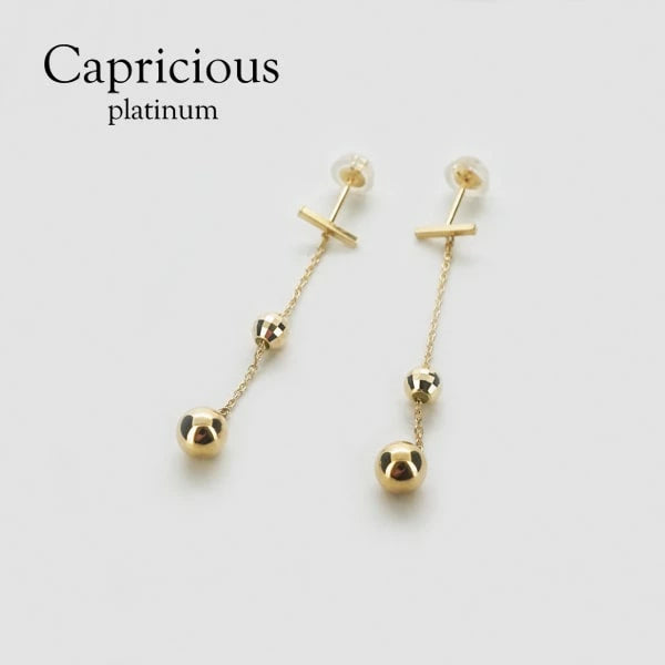 Capricious/カプリシャス K18 イエローゴールド スタッドピアス 日本製