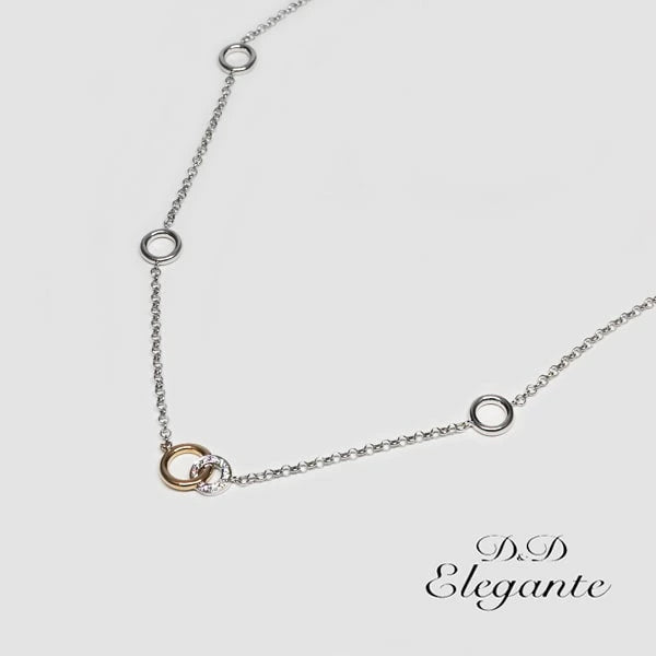 ディアンドディ エレガント Pt850プラチナ K18 ピンクゴールド ダイアモンド ネックレス 日本製