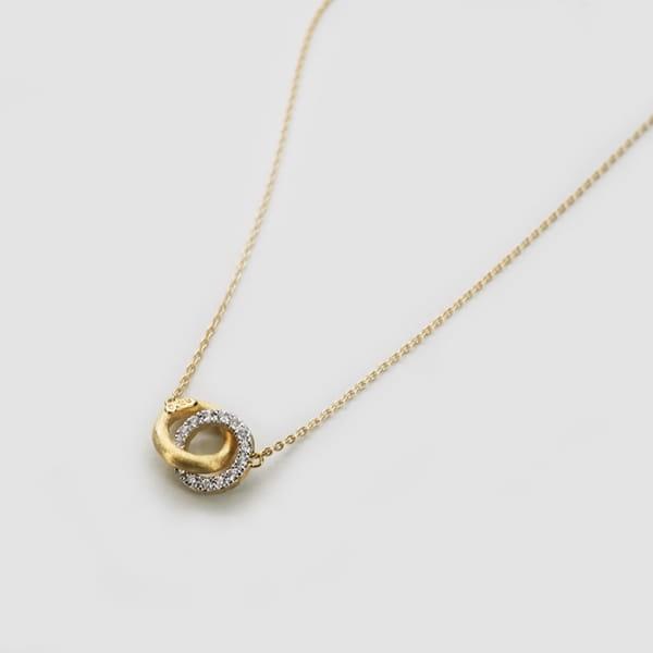 LUCEMIYA/ルーチェミヤ K18 イエロー＆ホワイトゴールド ダイヤモンド プチネックレス(3.8 g) 日本製