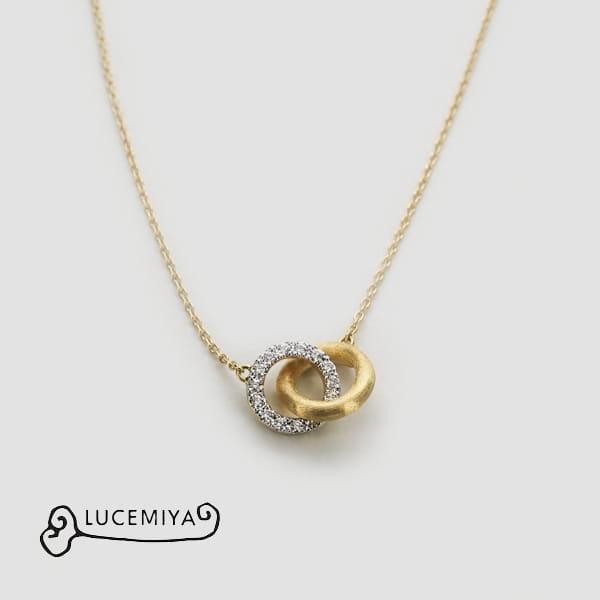 LUCEMIYA/ルーチェミヤ K18 イエロー＆ホワイトゴールド ダイヤモンド プチネックレス(3.8 g) 日本製