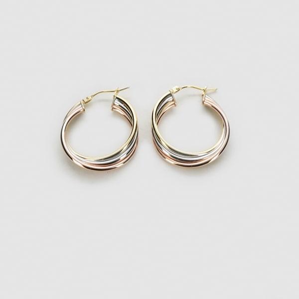 Capricious/カプリシャス K18 イエロー・ホワイト・ピンクゴールド フープピアス イタリア製