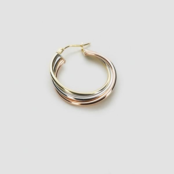 Capricious/カプリシャス K18 イエロー・ホワイト・ピンクゴールド フープピアス イタリア製