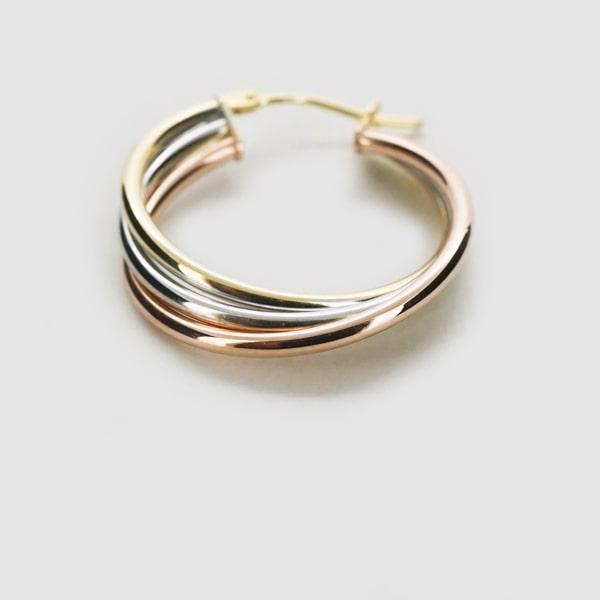 Capricious/カプリシャス K18 イエロー・ホワイト・ピンクゴールド フープピアス イタリア製