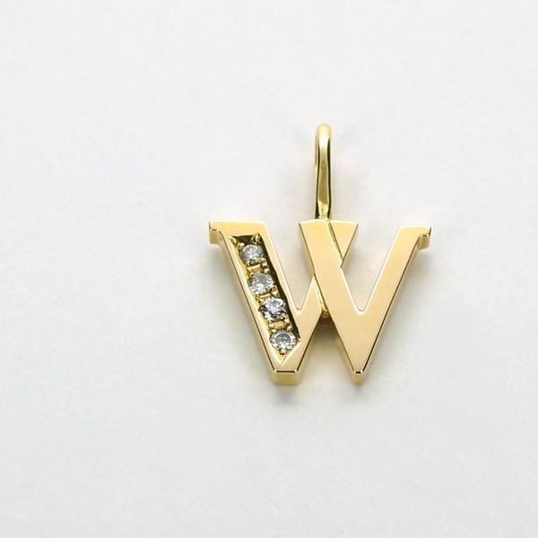 K18 イエローゴールド イニシャル（W） ペンダントトップ 日本製