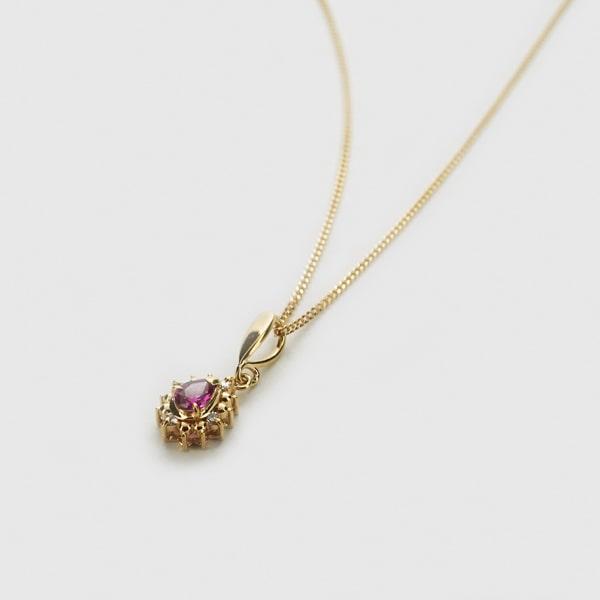 K18 イエローゴールド ダイヤモンド ルビー プチネックレス(2.7 g) 日本製