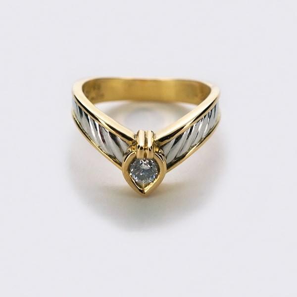 Pt900プラチナ K18 イエローゴールド ダイヤモンド リング 日本製