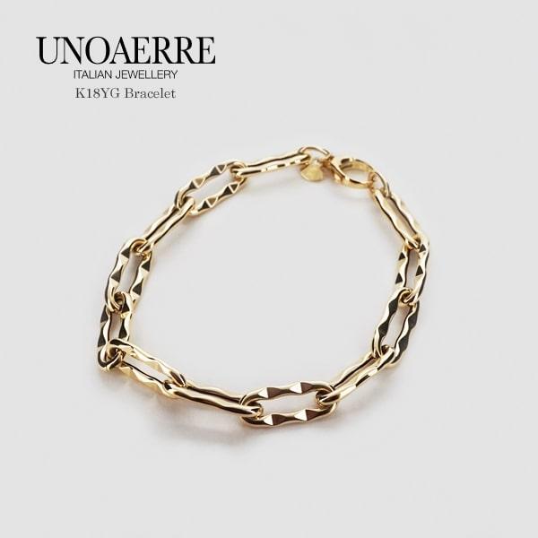 UNOAERRE/ウノアエレ K18 イエローゴールド ブレスレット イタリア製 / 030068/030063