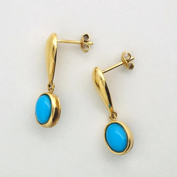 K18 イエローゴールド ターコイズ スタッドピアス 日本製