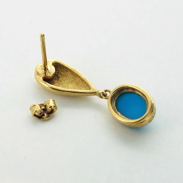 K18 イエローゴールド ターコイズ スタッドピアス 日本製
