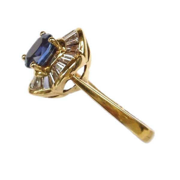 K18 イエローゴールド サファイア ダイヤモンド リング 日本製