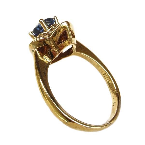 K18 イエローゴールド サファイア ダイヤモンド リング 日本製