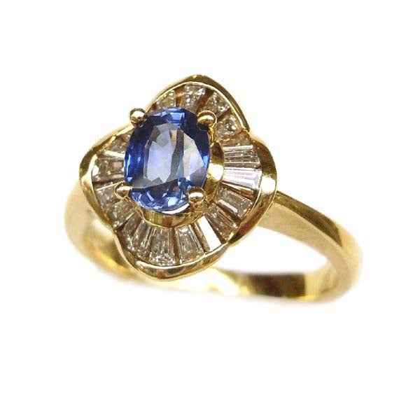 K18 イエローゴールド サファイア ダイヤモンド リング 日本製