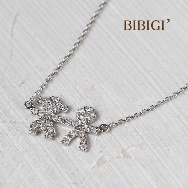 BIBIGI/ビービージー K18ホワイトゴールド ダイヤモンド プチネックレス 42cm イタリア製