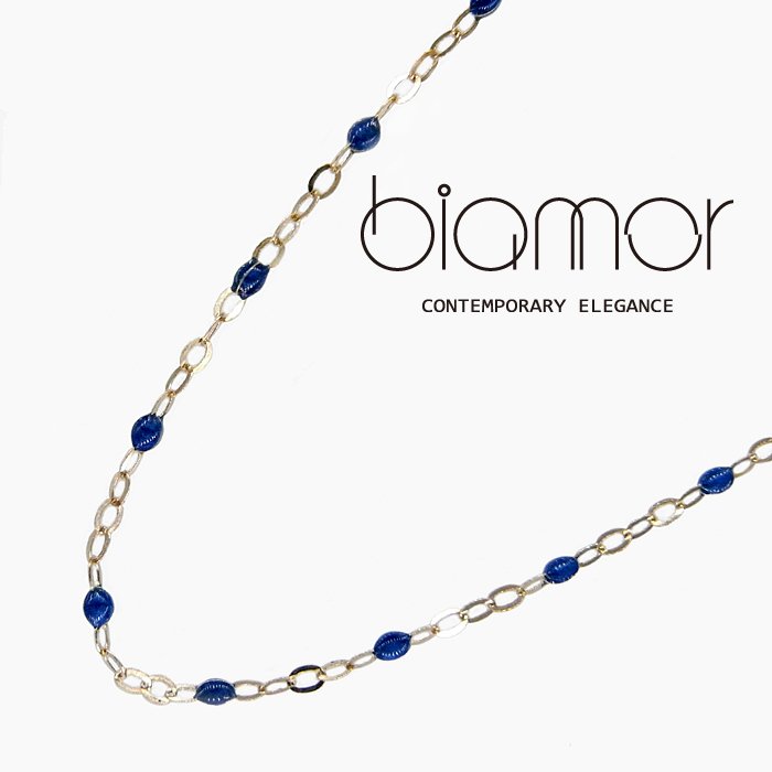 Biamor/ビアモール K18イエローゴールド マリンブルーエナメル ネックレス 90cm イタリア製