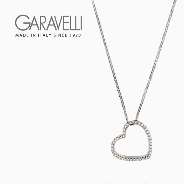 Garavelli/ガラベリ K18ホワイトゴールド ダイヤモンド ハート プチネックレス 45cm イタリア製