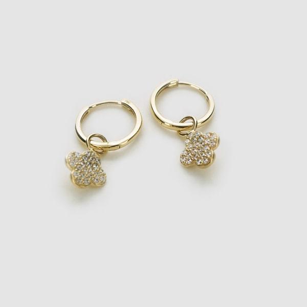 K18 イエローゴールド フープピアス 花 キュービックジルコニア(1.9 g 
