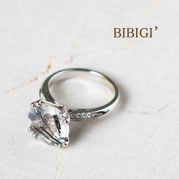 BIBIGI/ビービージー K18ホワイトゴールド ダイヤモンド ルチル
