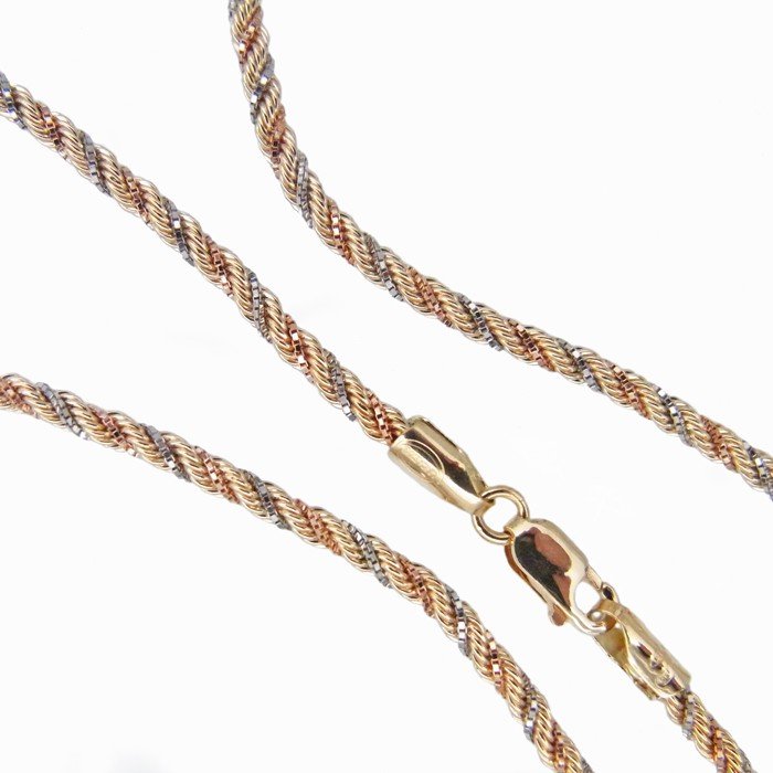 UNOAERRE/ウノアエレ K18イエロー＆ホワイト＆ピンクゴールド 58cm ネックレス イタリア製 / 013312
