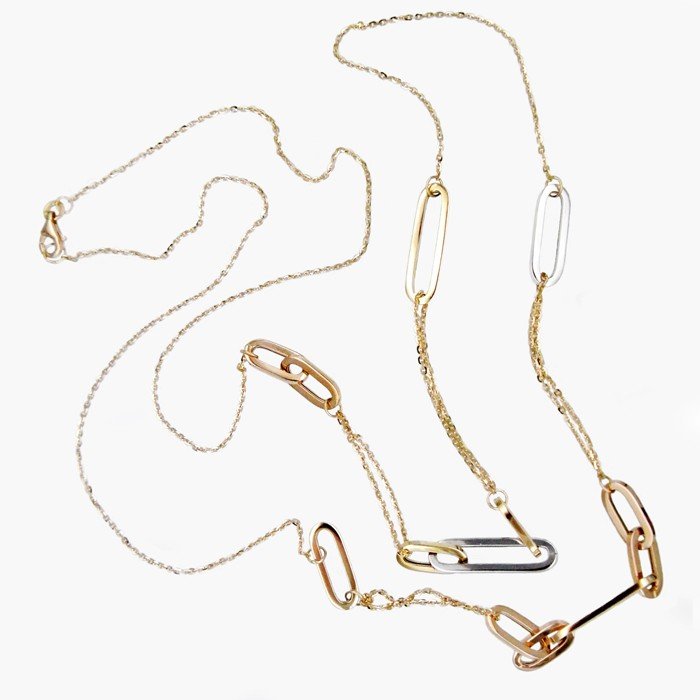 UNOAERRE/ウノアエレ K18イエロー＆ホワイト＆ピンクゴールド ネックレス 80cm イタリア製 / 022498
