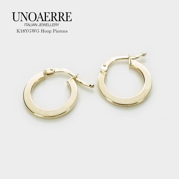 UNOAERRE/ウノアエレ K18ゴールド フープピアス イタリア製 / 026248