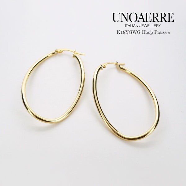 UNOAERRE/ウノアエレ K18ゴールド フープピアス(2.4 g) イタリア製