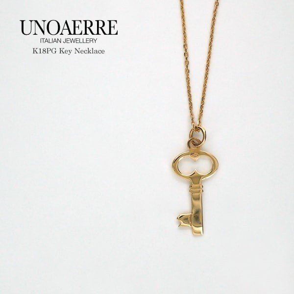 UNOAERRE/ウノアエレ K18ピンクゴールド 鍵 プチネックレス イタリア製