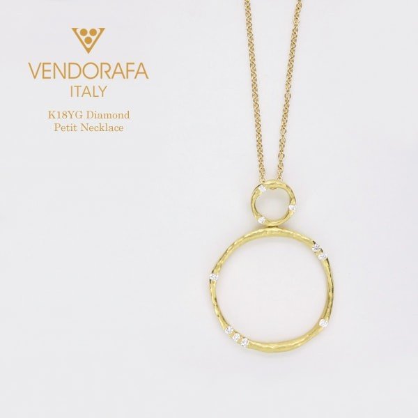 Vendorafa/ベンドラファ K18イエローゴールド ダイヤモンド プチネックレス 50cm イタリア製