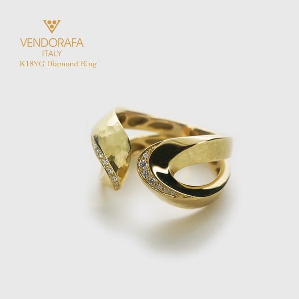 Vendorafa/ベンドラファ K18 イエローゴールド ダイヤモンド リング イタリア製